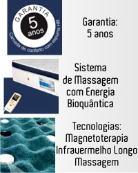 Colchões com garantia de 5 anos - Sistema de massagem com Energia bioquântica - controle remoto com e sem fio - Tecnologias Magnototerapia - Infravermelho longo - Massagem