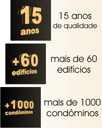 15 anos de qualidade - mais de 60 edifícios - mais de 1000 condôminos