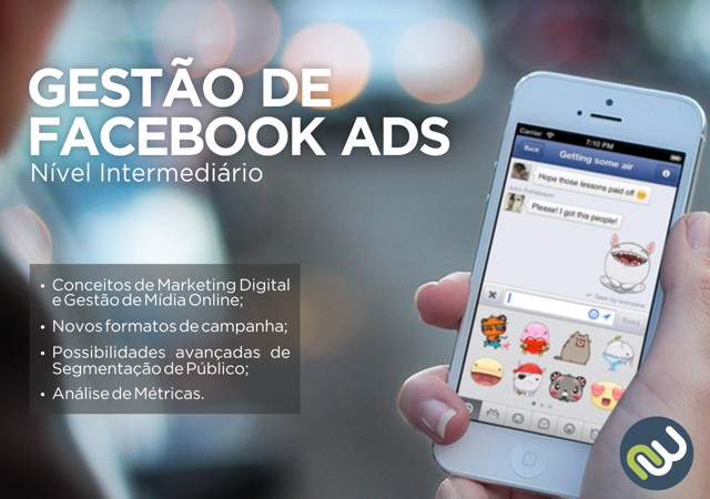 Gestão de Facebook ADS - Nível Intermediário - conceitos de marketing digital e gestão de mídia online - novos formatos de campanha - possibilidades avançadas de segmentação de público - análise de métricas